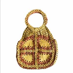 Handmade leather unlined two toned shoulder bag